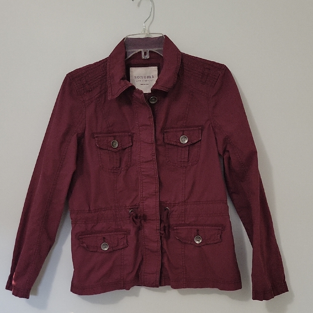 Sonoma Women's Burgundy Jacket, Size Medium - Picture 1 of 8